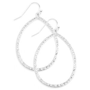 Silver Hammered Teardrop Earrings